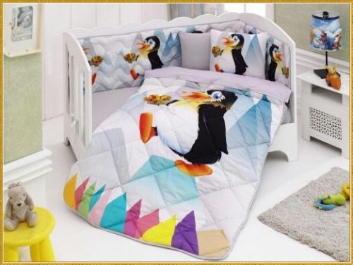 Детский комплект в кровать 3D (ранфорс) в коробке пингвиненок  ― ПОСТЕЛЬ ЭЛИТ
